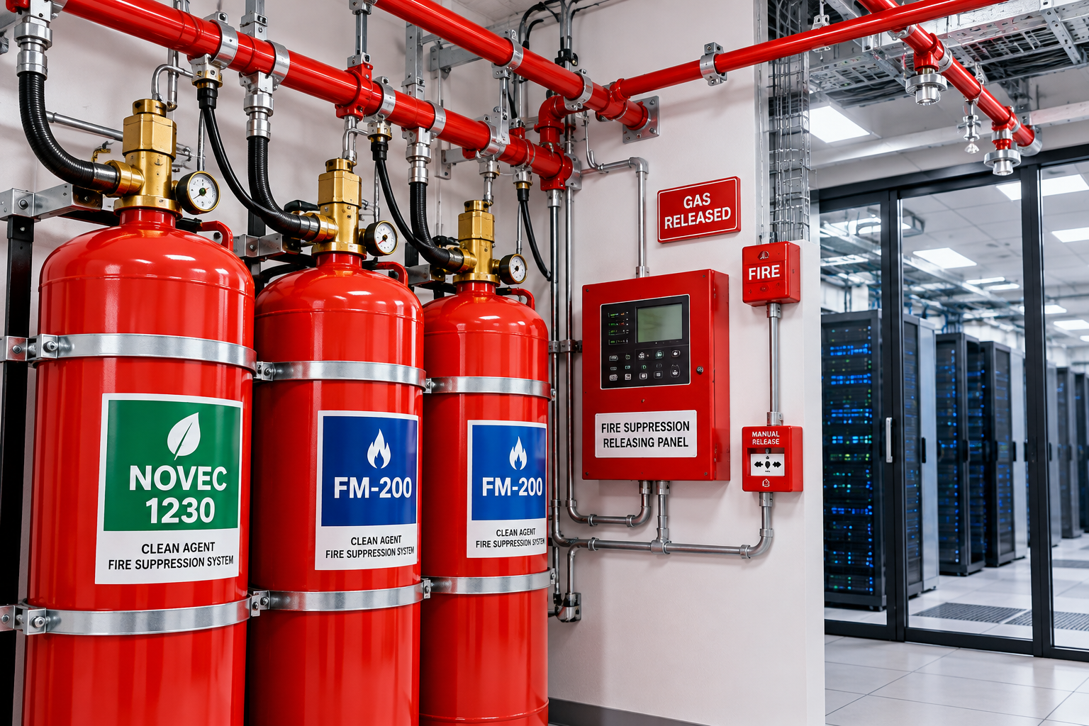 Novec 1230 and FM-200 Clean Agent Fire Suppression System